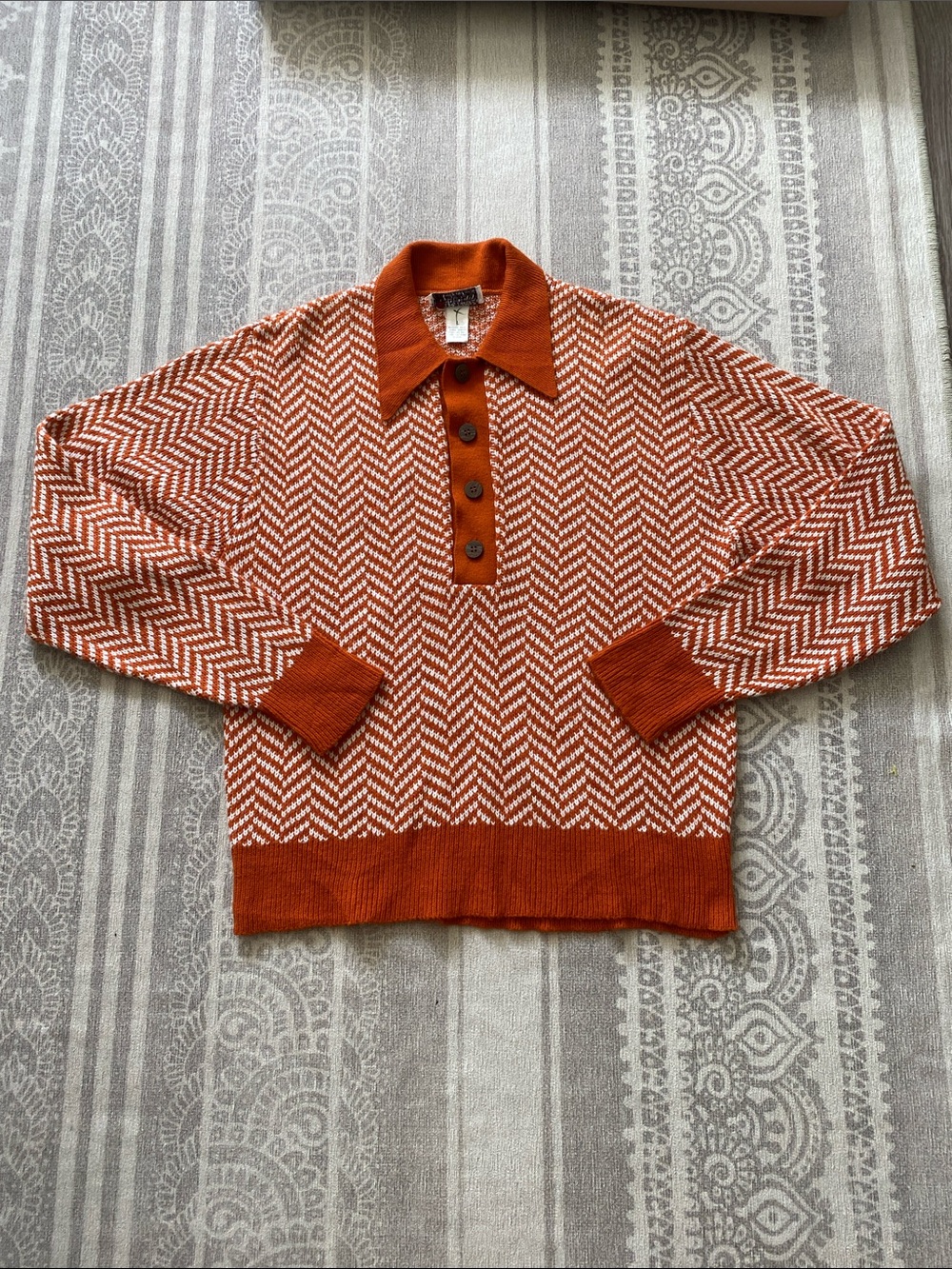 Vintage 1970s Heritage Sportswear Zig Zag Knit Sweater